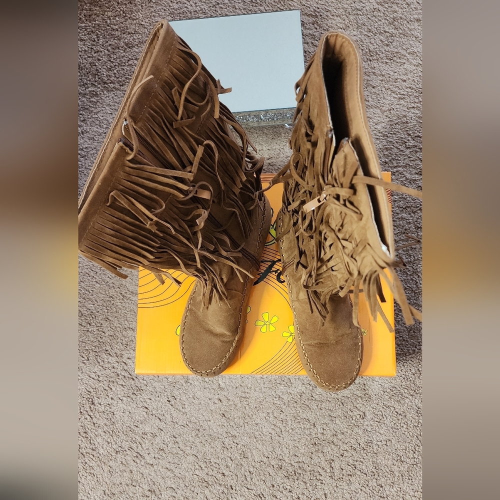 Forever 21 Brown Fringe Boots